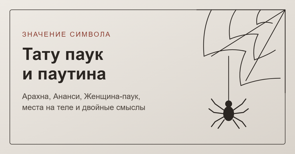 Тату паук и паутина: значение — обложка